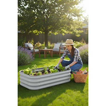 Modüler Yükseltilmiş Bahçe Yatağı Yükseltilmiş Sebze Yatağı No:4 (110X60) Gri