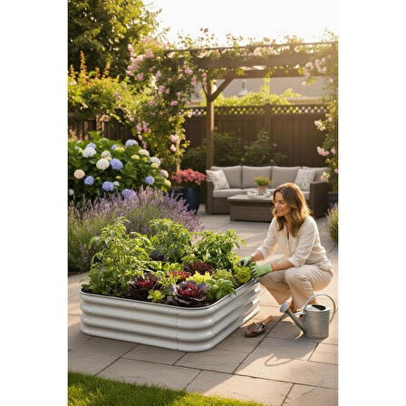 Modüler Yükseltilmiş Bahçe Yatağı Yükseltilmiş Sebze Yatağı No:5 (110X85) Gri