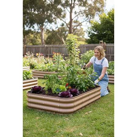 Modüler Yükseltilmiş Bahçe Yatağı Yükseltilmiş Sebze Yatağı No:7 (140X85) Bej