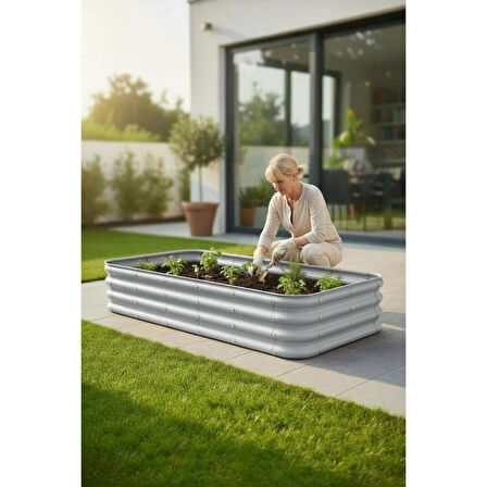 Modüler Yükseltilmiş Bahçe Yatağı Yükseltilmiş Sebze Yatağı No:8 (165X85) Gri