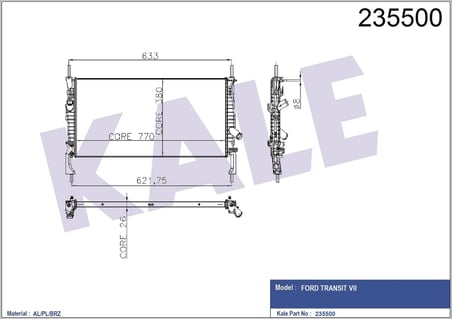 6C118005AD RADYATÖR SU TRANSIT 09-14 V347 / 2.2 TDCI-2.4 TDCI M-T MEKANİK