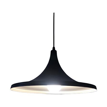 Mylight Retro Mat Siyah Içi Beyaz Sarkıt Avize 35 cm