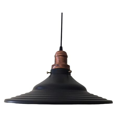 Mylight Retro Mat Siyah Metal Tekli Sarkıt Mat Eskitme Bakır Askılı 40 cm