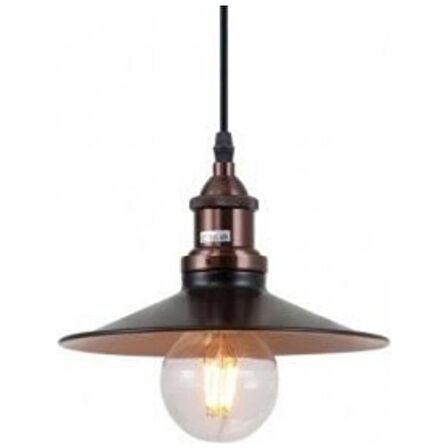 Mylight Retro Rustik Avize Siyah Içi Sarı Bakır Askılı