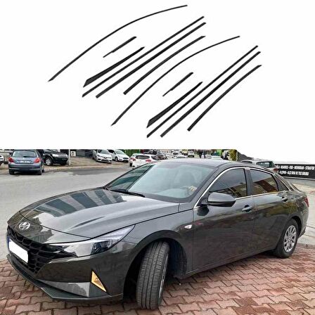 Hyundai Elantra Cam Çıtası Çerçevesi 12 parça Kromu Nikelajı 2021 sonrası