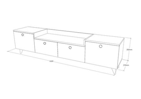 Conceptiva Leon Ceviz TV Sehpası 160 Cm 4 Kapaklı Tv Ünitesi