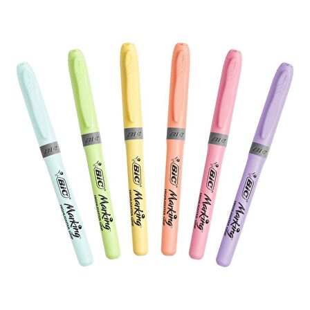 Bic Highlighter Grip Kalem Tipi Pastel Fosforlu Kalem 6 Renk Blister