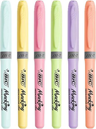 Bic Highlighter Grip Kalem Tipi Pastel Fosforlu Kalem 6 Renk Blister