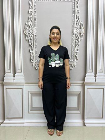 Kaktüs Tshirt - SİYAH