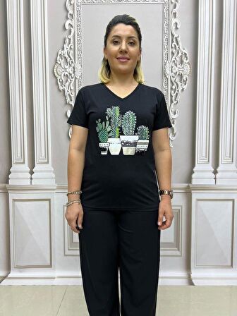 Kaktüs Tshirt - SİYAH