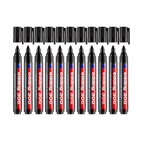 Edding 300 Permanent Marker Kalem Yuvarlak Uçlu 1.5-3 mm Siyah 10 Adet