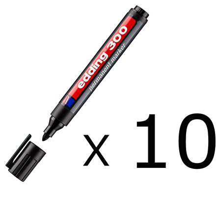 Edding 300 Permanent Marker Kalem Yuvarlak Uçlu 1.5-3 mm Siyah 10 Adet