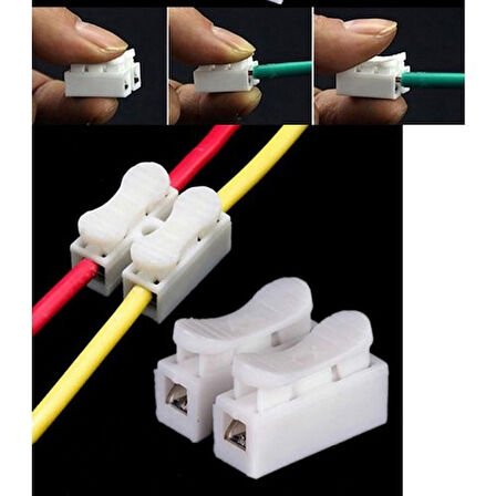 Decodelight Mandallı Vidasız Klemens Basmalı Tip 2 Li 2 Pin 100'LÜ Paket
