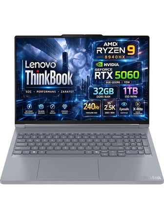 Lenovo ThinkBook 16P G6 Dizüstü Bilgisayar Ryzen 9 8940HX RTX 5060 8 GB 512 GB SSD Gri