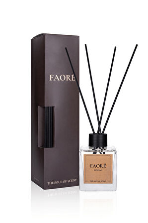 FAORE SANDAL Çubuklu Oda Kokusu 120 ml | Sandal, Misk ve Öd Ağacı Notalı | Kalıcı & Difüzör