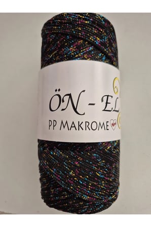 Makrome Polyester ip 200 gram Siyah Karışık Renk Sim