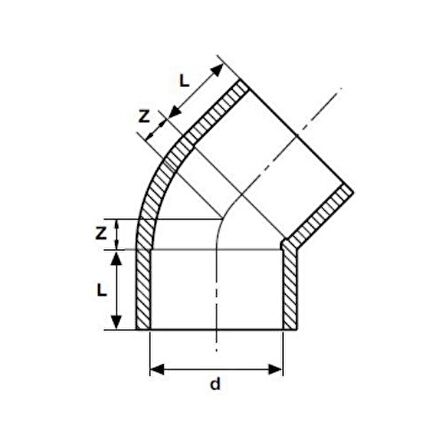 PVC 45º YAPIŞTIRMA MUFLU DİRSEK ( Ø 125 ) ( 1 ADET )