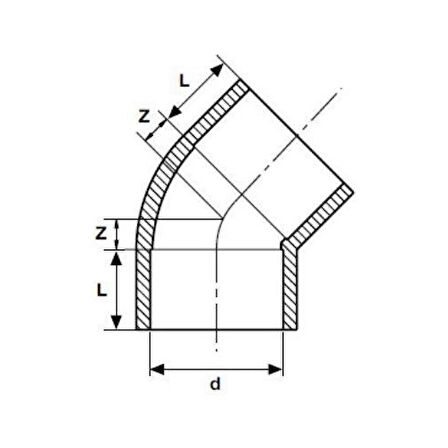 PVC 45º YAPIŞTIRMA MUFLU DİRSEK ( Ø 160 ) ( 1 ADET )