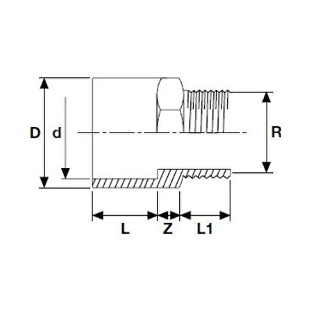 PVC YAPIŞTIRMA  TEK TARAF DIŞTAN DİŞLİ REDÜKSİYONLU ADAPTÖR ( ERKEK ADAPTÖR ) ( Ø 40 ) ( 1 ADET )