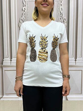 Ananaslı Tshirt - BEYAZ