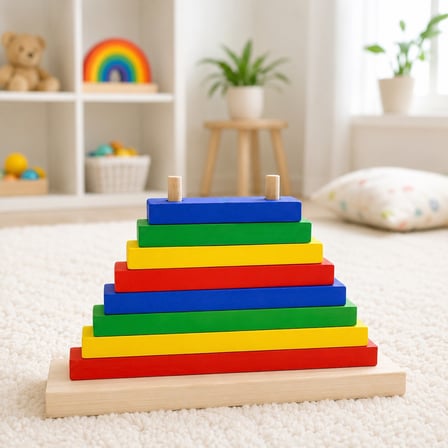 Bakgelal Ahşap Dikdörtgen Sıralama Oyuncağı Montessori Eğitici Renk ve Boyut Eşleştirme 3+ Yaş