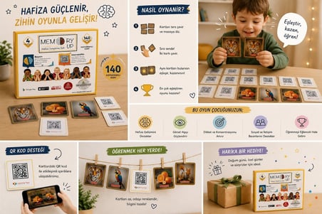 Bak Gel Al BakGelAl Memory Up Hafıza Kartı Oyunu – 140 Fotoğraflı QR Destekli Eğitici Zeka Oyunu