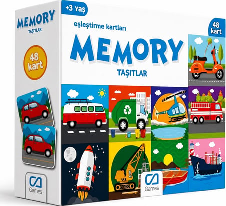Bakgelal Memory Taşıtlar Hafıza Kartı Oyunu – 48 Kartlı Eğitici Eşleştirme ve Zeka Oyunu
