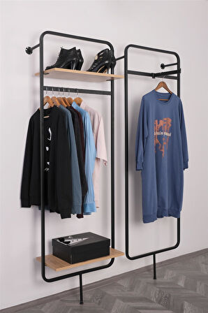 Mağaza Dekorasyon 2'li Raf Sistemi Siyah