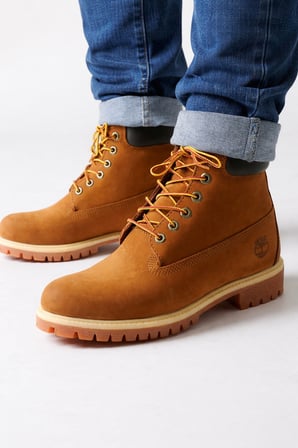 Timberland Premium 6 in Waterproff Boot Rust Nubuck Hakiki Deri Su geçirmez Erkek Bot Tarçın
