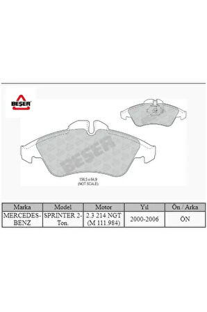 Ön Fren Balatasi VITO-LT35-SPRINTER 316 Cdi 95-06