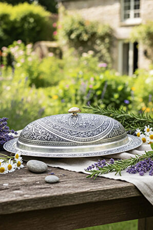  Hünkar Sofrası El Oyması Bakır Servis Tabağı