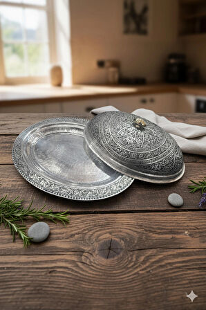  Hünkar Sofrası El Oyması Bakır Servis Tabağı