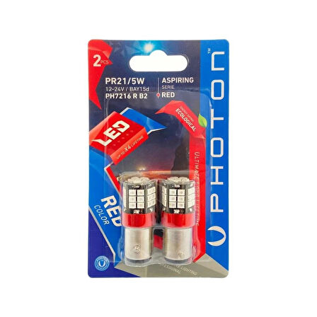 P21/5W Çift Duy Kırmızı LED Stop Oto Ampulü PH7216R