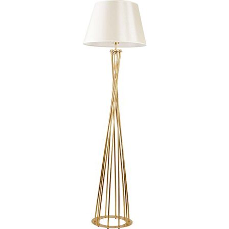 Mylights Retro Lambader Köşe Lambası Mat Gold Krem Başlık 45CM Başlık