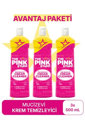 The Pink Stuff Mucizevi Krem Avantaj Paket 3 x 500 Ml – Mutfak ve Banyo İçin Krem Yüzey Temizleyici
