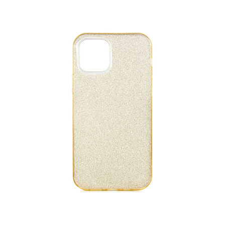 Teleplus Apple iPhone 12 Pro Max Kılıf Shining Simli Silikon Arka Kapak Gold