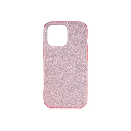 Teleplus Apple iPhone 13 Pro Kılıf Shining Simli Silikon Arka Kapak Pembe