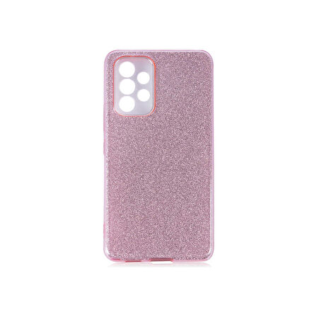 Teleplus Samsung Galaxy A53 Kılıf Shining Simli Silikon Arka Kapak Pembe