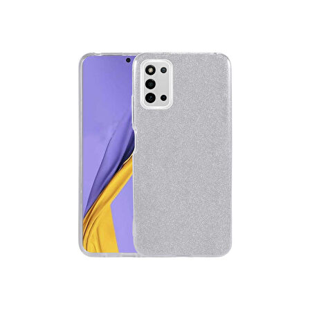 Teleplus Samsung Galaxy A03S Kılıf Shining Simli Silikon Arka Kapak Gümüş