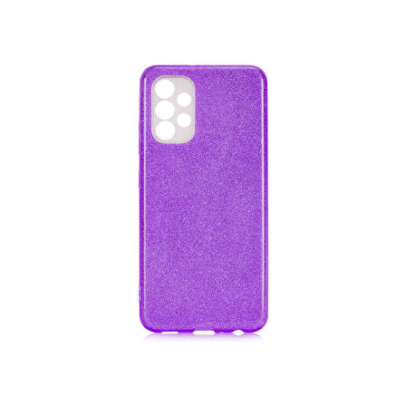Teleplus Samsung Galaxy A23 Kılıf Shining Simli Silikon Arka Kapak Mor