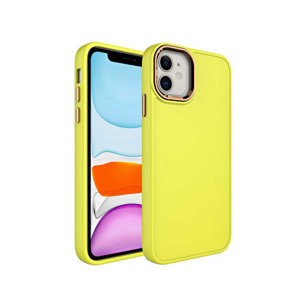 Teleplus Apple iPhone 11 Kılıf Luna Buton Tuşlu Soft Silikon Sarı