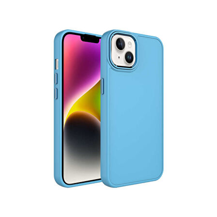 Teleplus Apple iPhone 13 Kılıf Luna Buton Tuşlu Soft Silikon Sierra Mavi