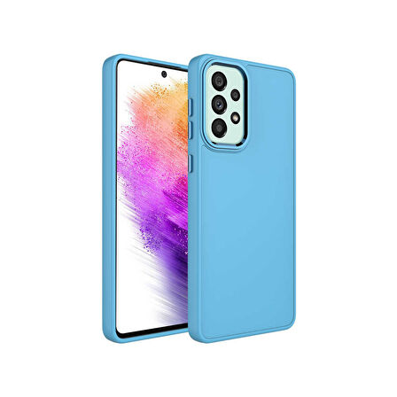 Teleplus Samsung Galaxy A23 Kılıf Luna Buton Tuşlu Soft Silikon Sierra Mavi