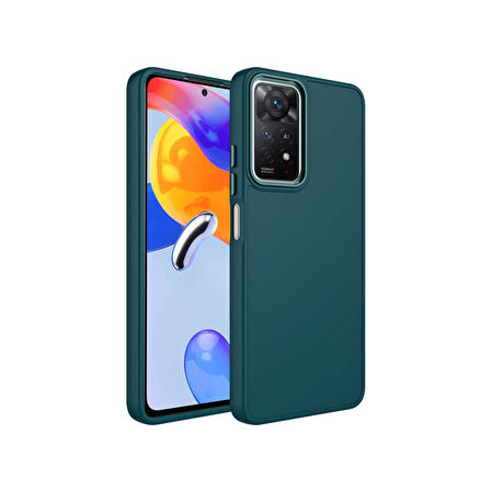 Teleplus Xiaomi Redmi Note 11 Global Kılıf Luna Buton Tuşlu Soft Silikon Koyu Yeşil