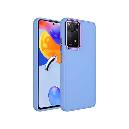 Teleplus Xiaomi Redmi Note 11S Global Kılıf Luna Buton Tuşlu Soft Silikon Lila