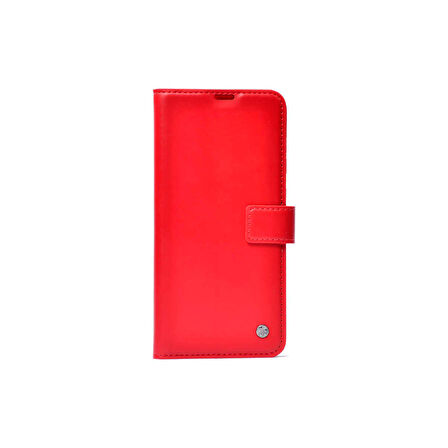 Teleplus Xiaomi Redmi Note 10 Kılıf Kar Delüx Cüzdan Kartlıklı Standlı Kopçalı Kırmızı