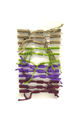 12’ŞERLİ  AYARLANABİLİR İPLİ UNİSEX BİJUTERİ BİLEKLİK SETİ