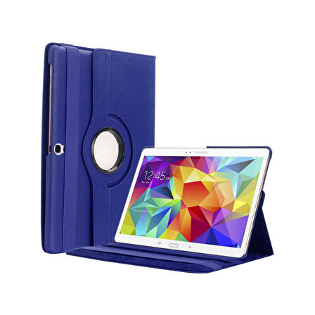 Teleplus Samsung Galaxy Tab 4 10.1 T530 Kılıf Kapaklı Standlı 360 Dönerli Standlı Kapak Dn2 Lacivert