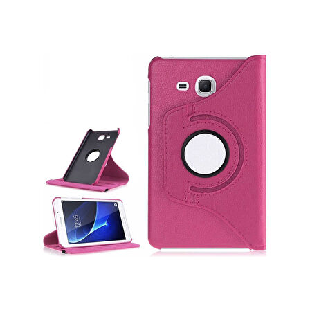 Teleplus Samsung Galaxy Tab 4 T280 Kılıf Kapaklı Standlı 360 Dönerli Standlı Kapak Dn2 Pembe