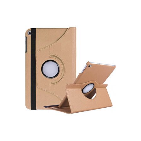 Teleplus Samsung Galaxy Tab A7 10.4 T500 2020 Kılıf Kapaklı Standlı 360 Dönerli Standlı Kapak Dn2 Gold